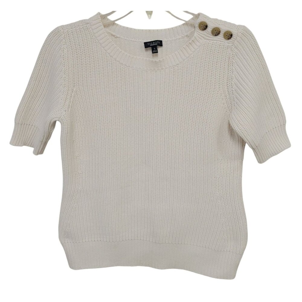 Talbots cable knit chunky half sleeve sweater size small